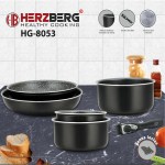 Herzberg HG-8053-CAR Σετ Μαγειρικών Σκευών 7 τμχ με Αποσπώμενη Λαβή και Επίστρωση Μαρμάρου Copper